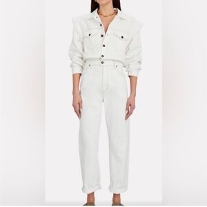 NWT Agolde Reyna Extended Shoulder Jumpsuit White Porcelin size 2 small